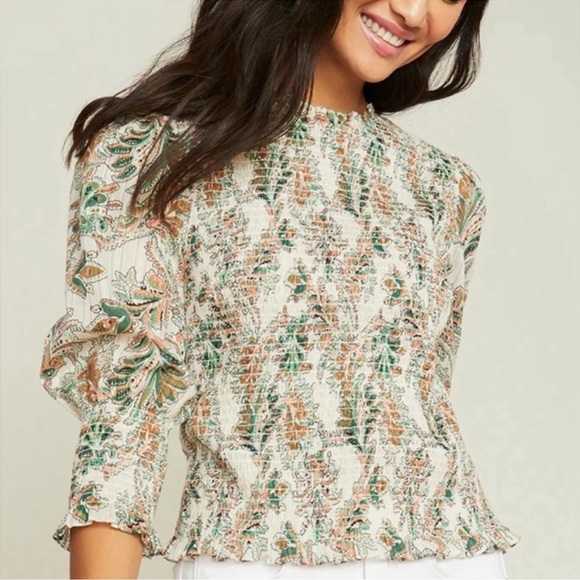 Trade/sell Veronica Beard Kali smocked top stone paisley EUC size small EUC💜🌺 - Picture 3 of 5